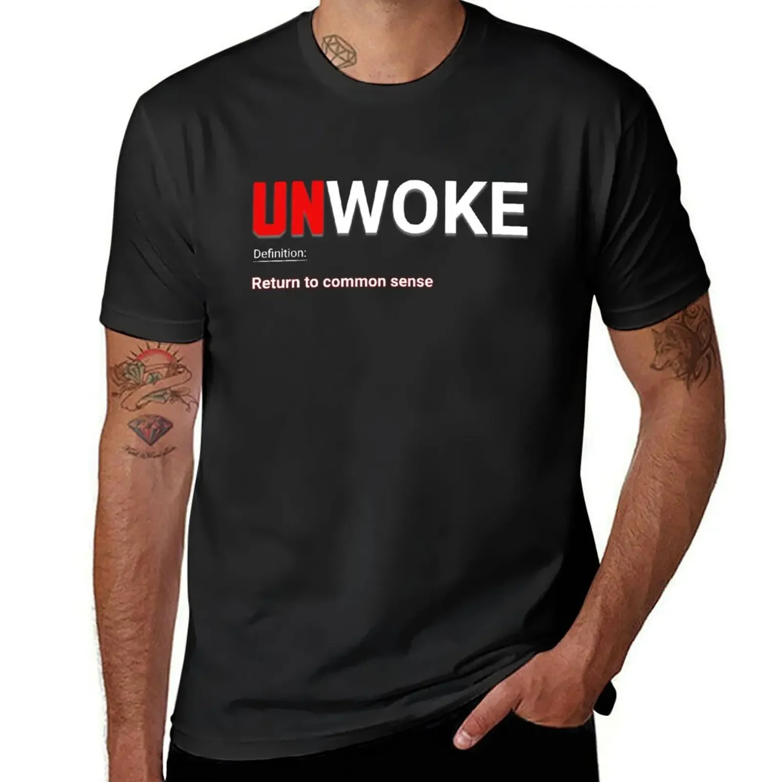 Unwoke return to common sense T-Shirt quick drying graphics cute tops rapper graphic tees Men's t shirts