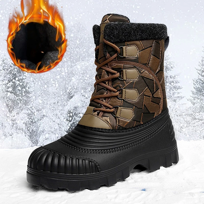 

Men's Winter Snow Boots, Padded and Thickened Warm Cotton Shoes, Anti-slip and Wear-resistant Outdoor Hiking Boots