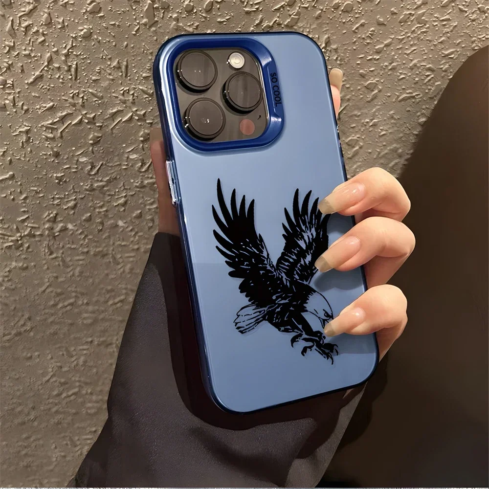 Cool Bald Eagle Case for iPhone 16 15 12 13 mini 11 14 Pro Max XR Xs 8 Plus Dual Layer Hard IMD Plastic Hawk Cover for Men Boys