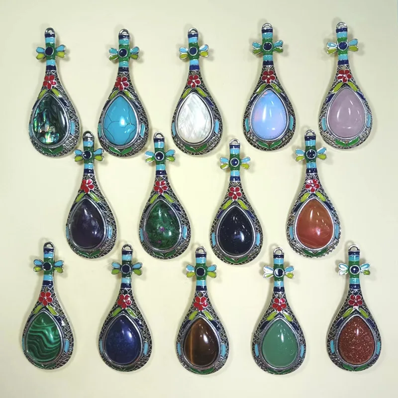 Classical pipa inlaid with abalone shell Red Agate Lan Sha Amethyst Rose Quartz Dual-purpose
