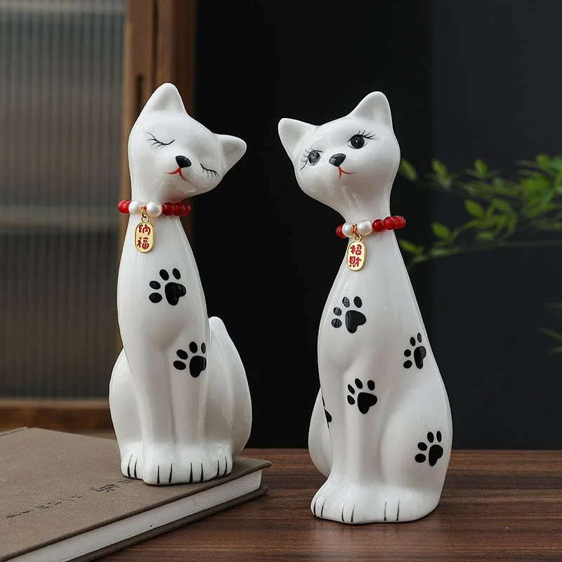 Couple Cat Ceramic Ornament Modern Simple Home Decoration Dog Living Room Entrance Bedroom Desktop
