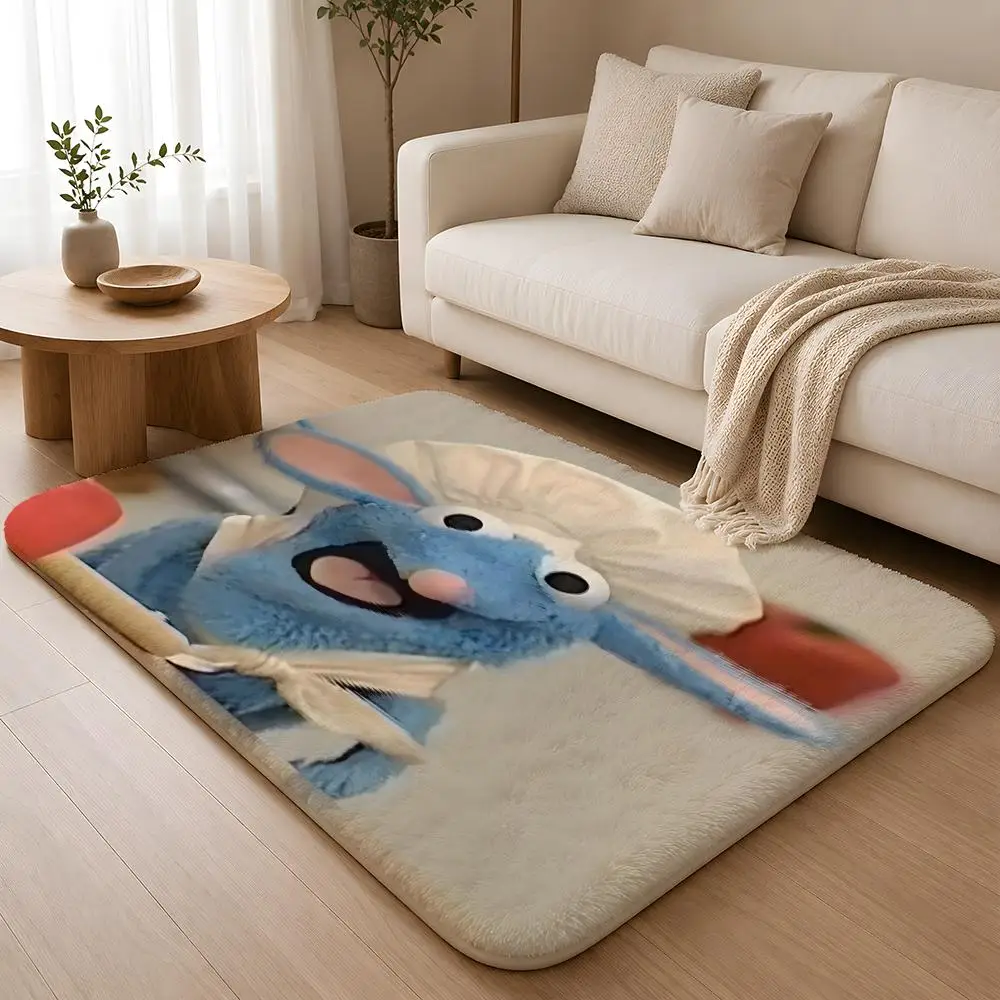 T-Tutter Cute Blue Mouse Floor Mat Flannel Rug Non Slip Absorbent Soft Washable For Entryway Hallway Bathroom Kitchen Decor
