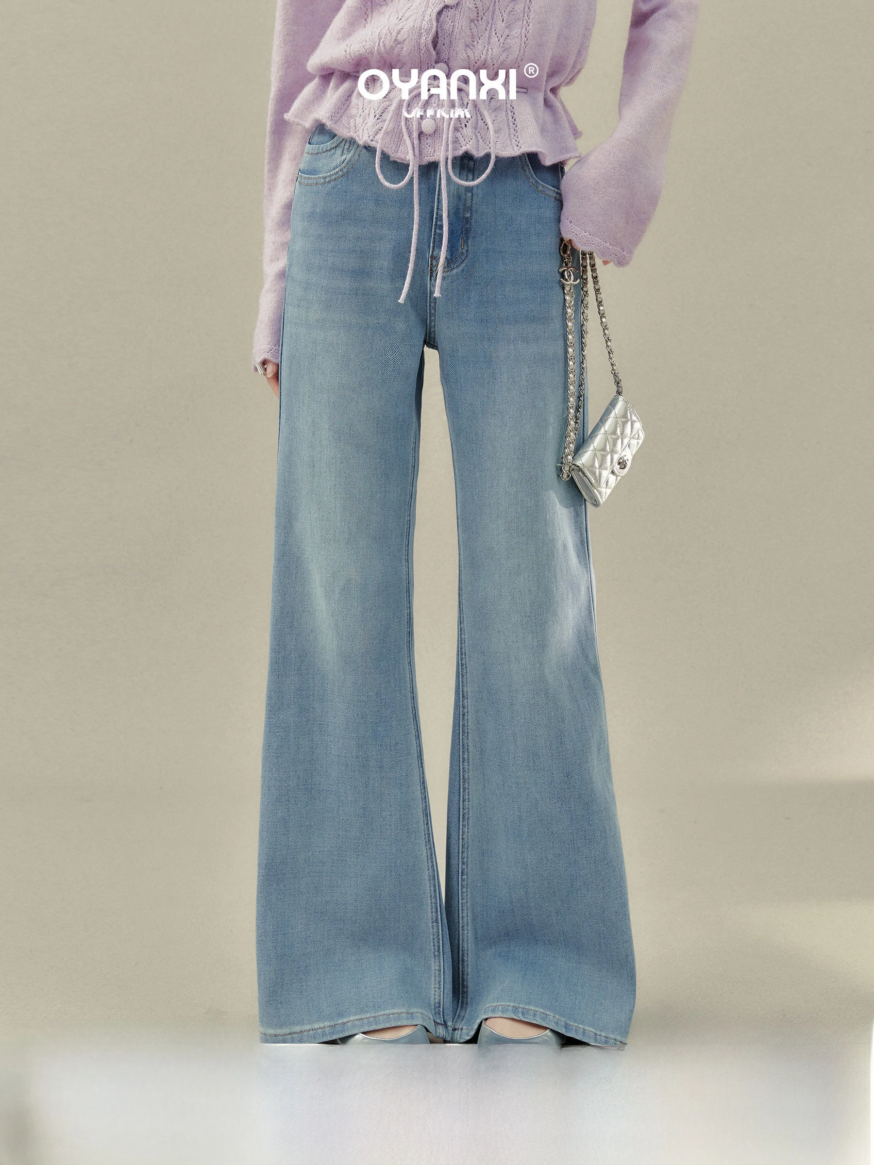 

High Waist Wide Leg Jeans Light Blue Loose Fit Women's Spring Summer Elegant Style Denim Pants Floor Length Supermodel Style