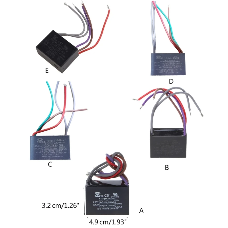 始動コンデンサ CBB61 エアコンファンコンデンサ 250V 50/60Hz 4.5+6+5UF 4.5+6+6UF 5+5+5UF 4+4+2.5UF 4+5+6UF