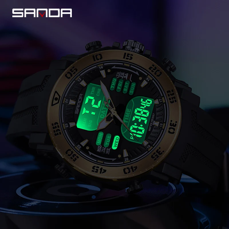 Sanda Top Brand Men Watches Sport Military Quartz Watch 50m Waterproof Wristwatch For Male Led Digital Clock Relogios Masculino