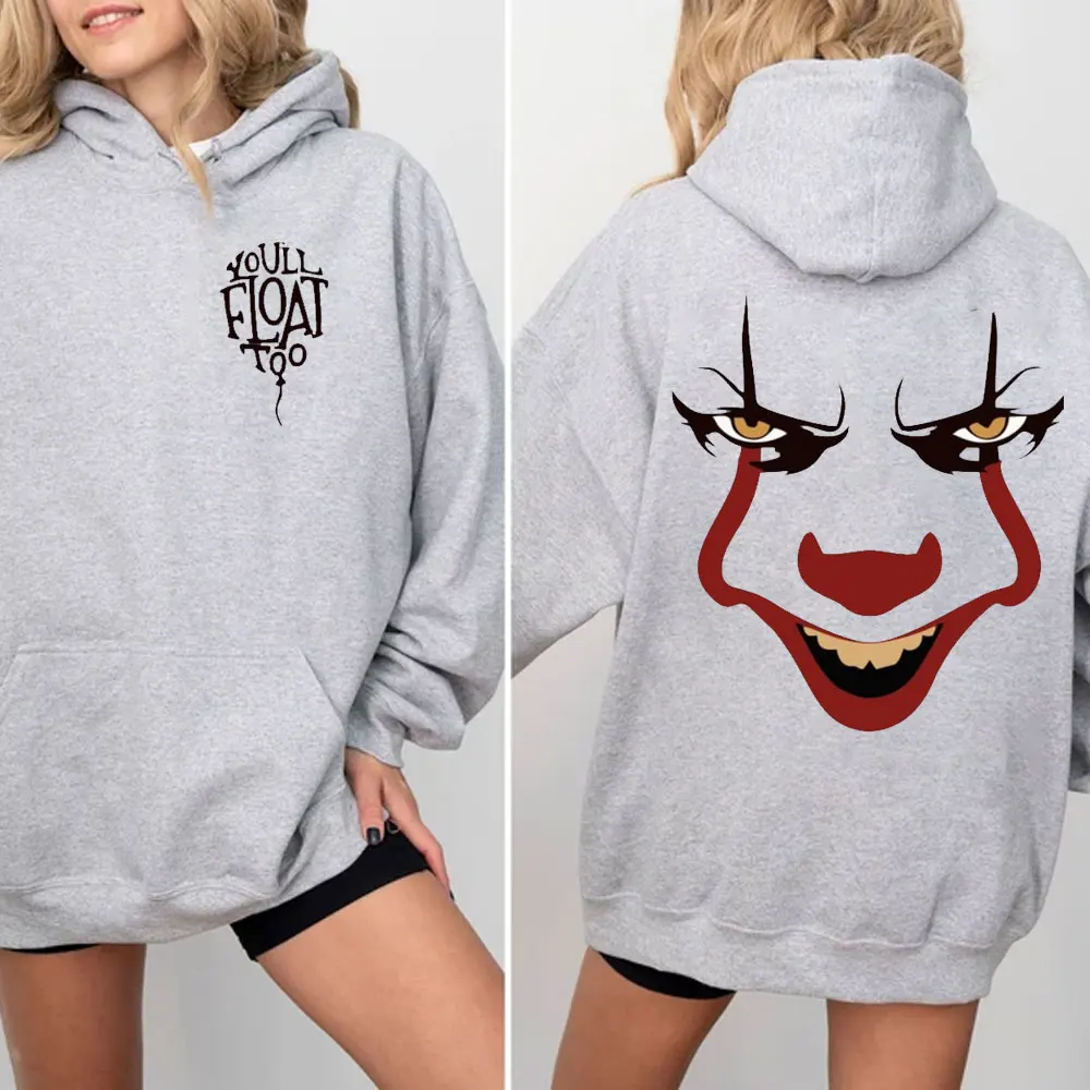 You'll Float Too Unisex Hoodie 2024 Spooky Hoodies Halloween Spooky Graphic Long Sleeve Sweatshirt Spooky Season Men Hoody