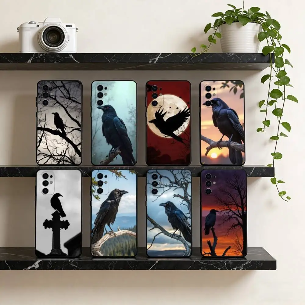 crow Phone Case For Samsung S25,S24,S21,S22,S23,S30,Ultra,S20,Plus,Fe,Lite,Note,10,Black Cover