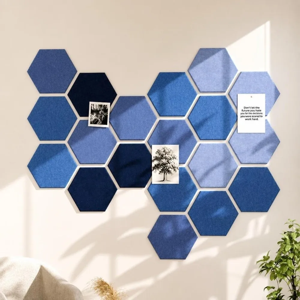1 Set New Polyester Fiber Acoustic Panel Hexagonal Decorative Soundproof Wall Panel Noise Reduction Panel Acoustic Treatment