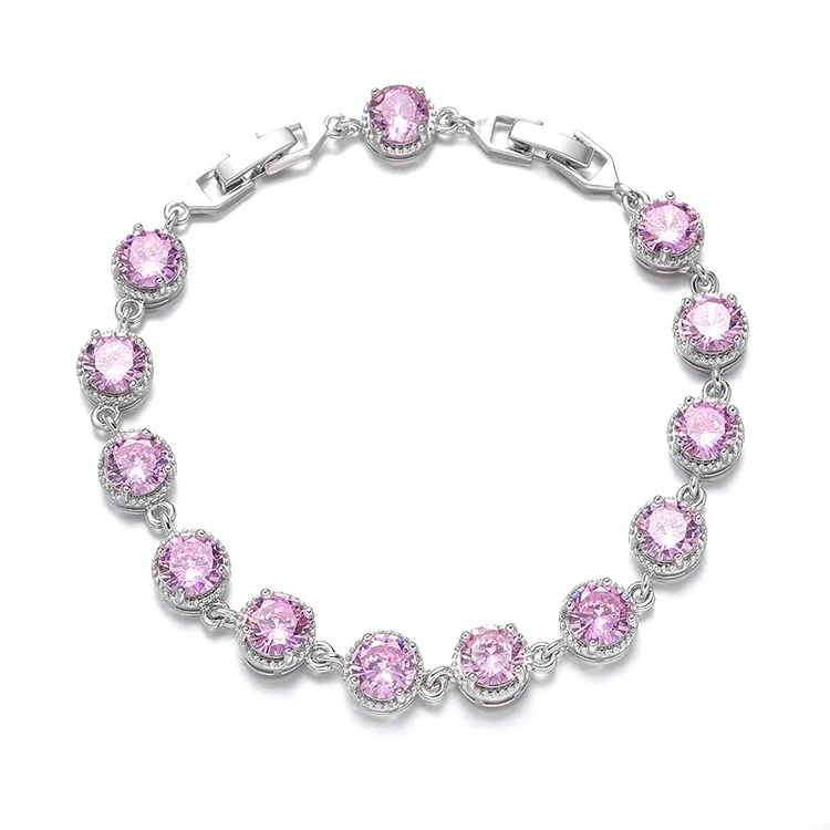 

HIBRIDE Classic Pop White Round Bracelet Dazzling Multicolor Costume Jewelry Set for Dubai Wedding Holiday Gift Travel Gift B172