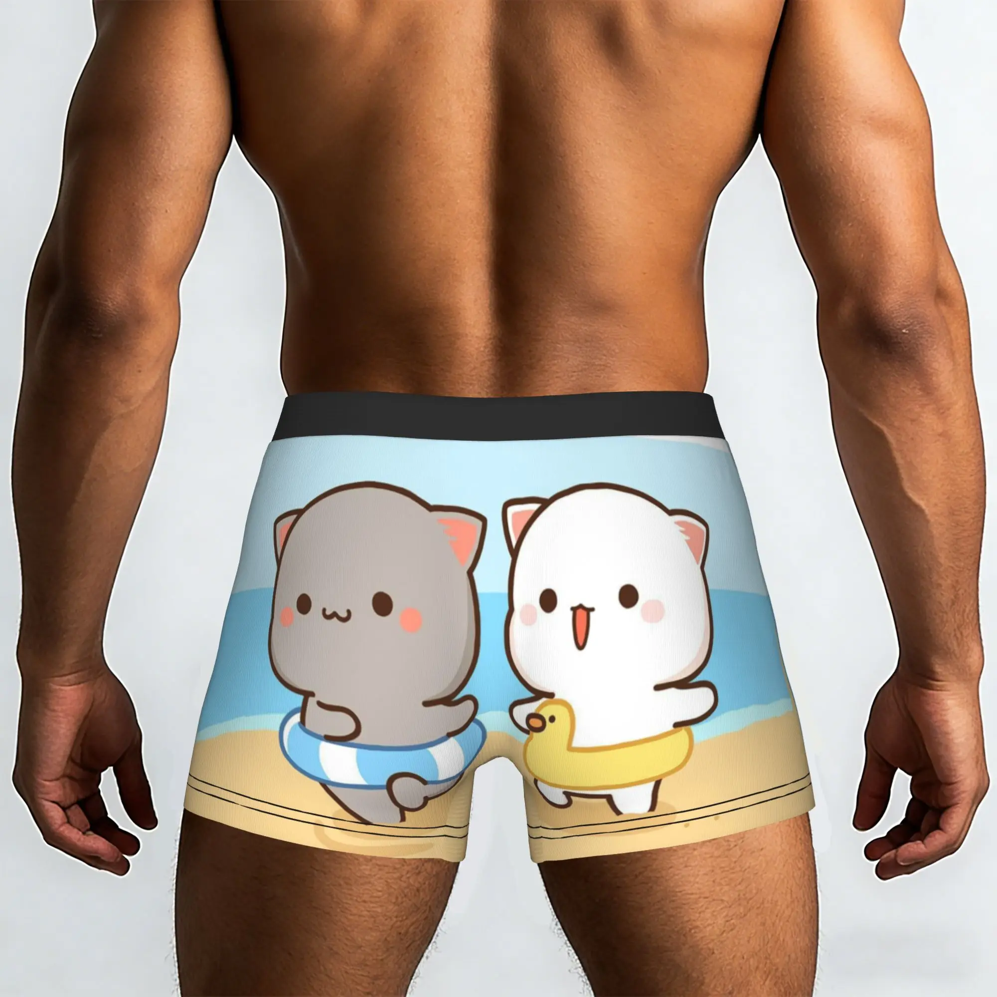 Customized Male Novelty Peach And Goma Underwear Cartoon Mochi Cat Boxer Briefs Stretch Shorts Panties Underpants