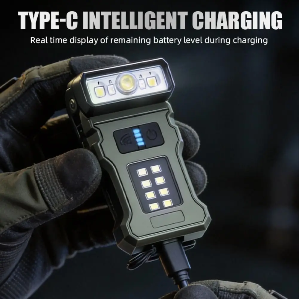 9 Modes Mini LED Flashlight Small Size LED Technology Rechargeable LED Torch Rechargeable Battery 180° Rotatable