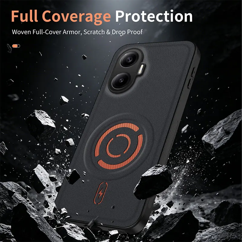 Business ShockProof Fabric Texture Magnetic Case For Xiaomi Poco F7 Ultra Pro Poco F6 Pro For Magsafe Back Cover Capa Coque - view 4