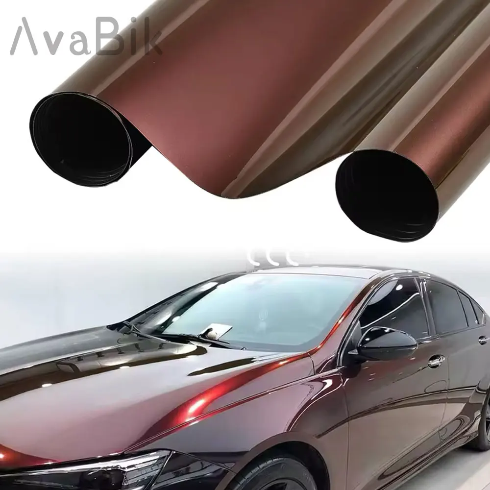 

Madeira Red Auto Sticker PET Quality Glossy Red Vinyl Car Wrap Film Anti-scratch With Air Release Initial Low Tack Glue