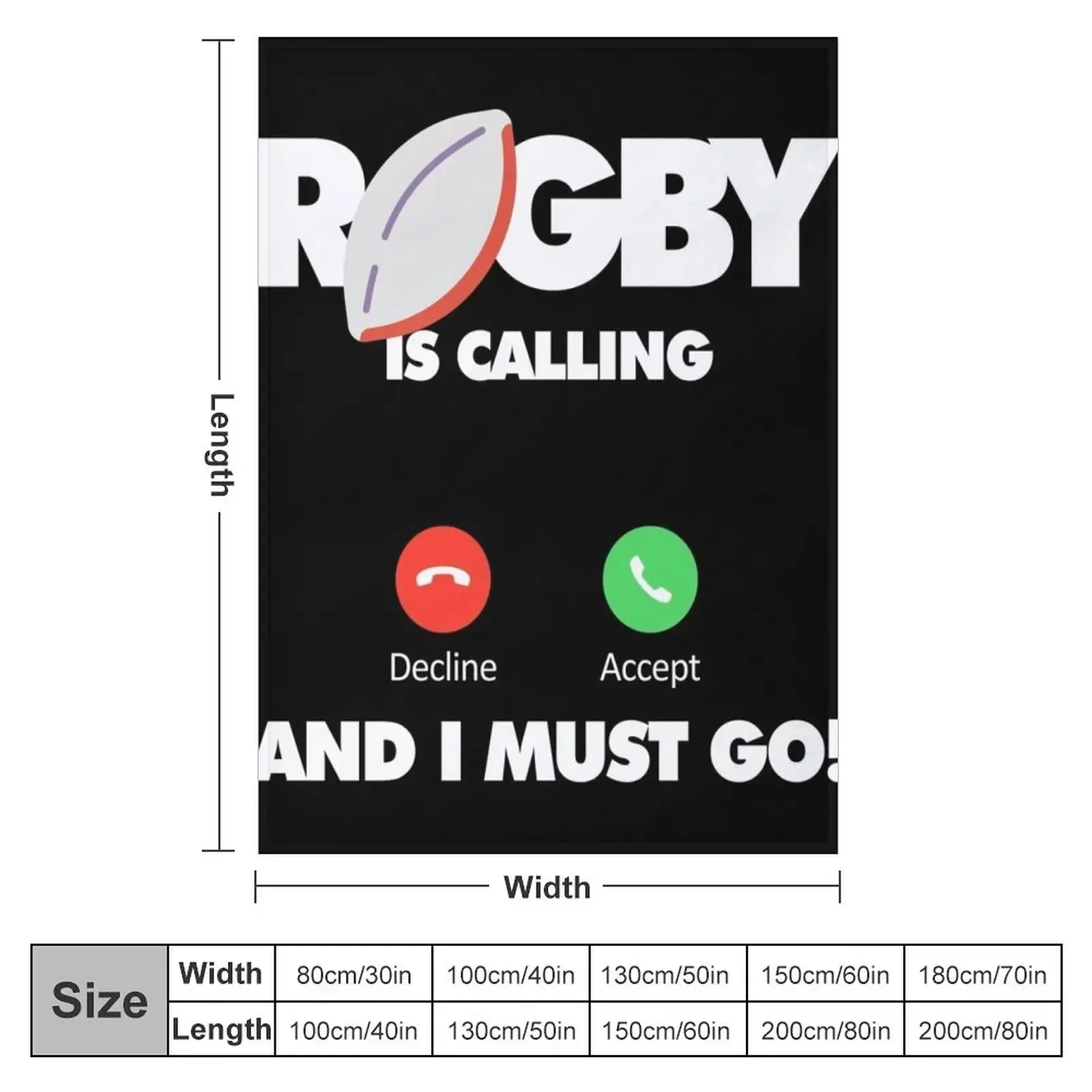 Rugby is calling and I must go, Funny Sport Player Throw Blanket Hairys Plaid Decorative Throw Blankets