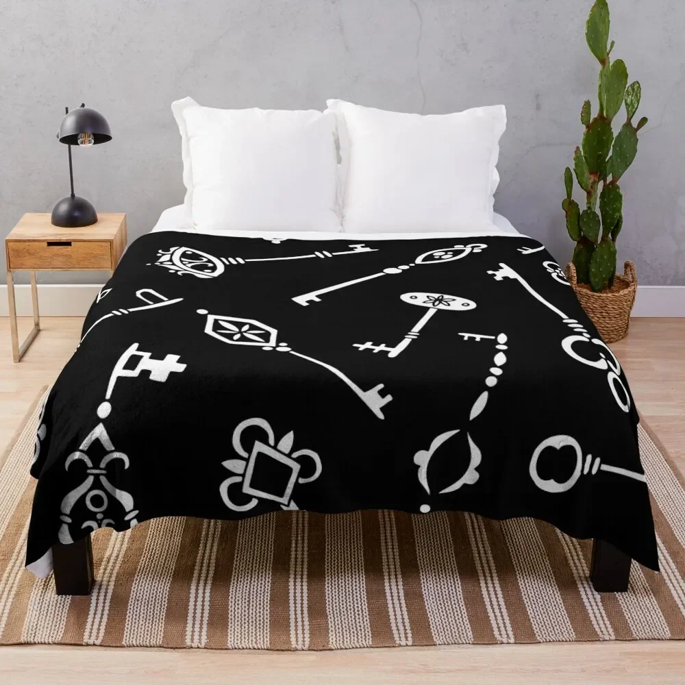 Skeleton Keys || Black and White Palette || Lock and Key Throw Blanket Camping Large Luxury Brand Luxury Throw Blankets