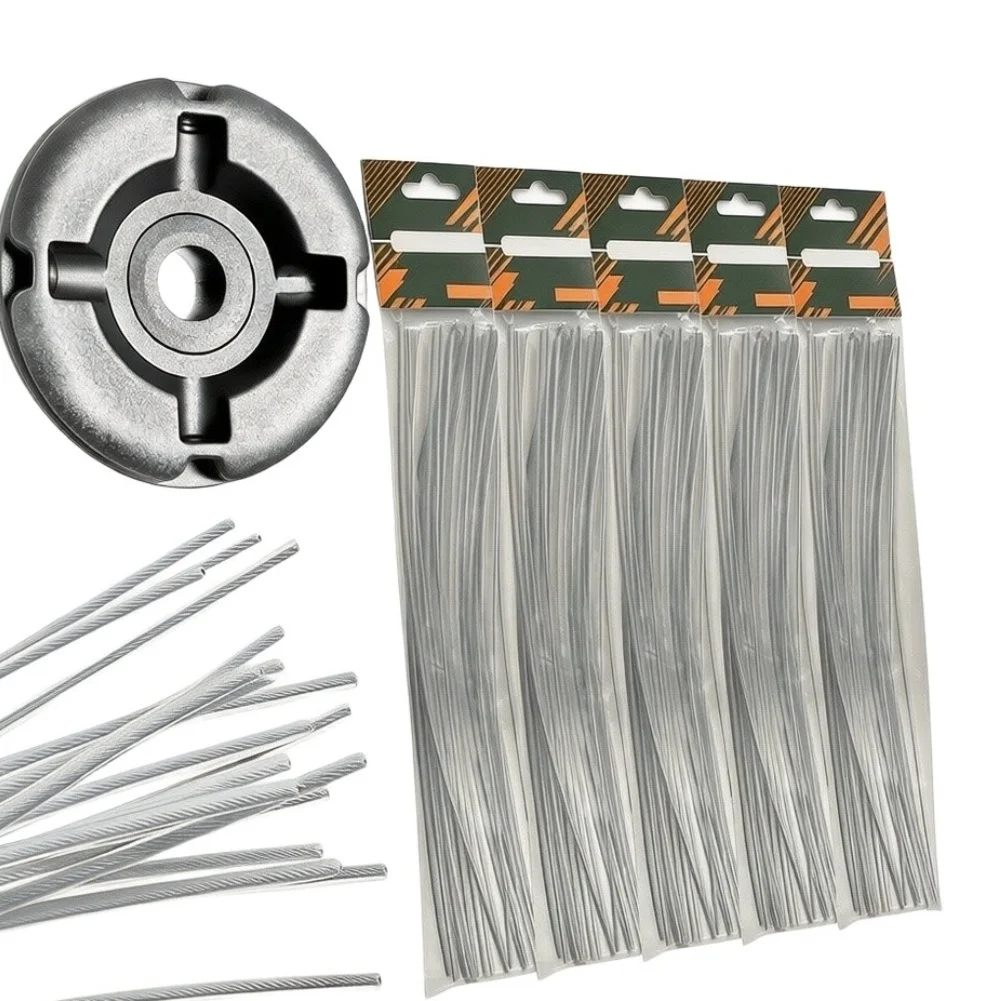 100 pcs Steel Cutting Wires with Aluminum Trimmer Head 30 cm 3 mm for Efficient Lawn Edging and Brush Clearing Work