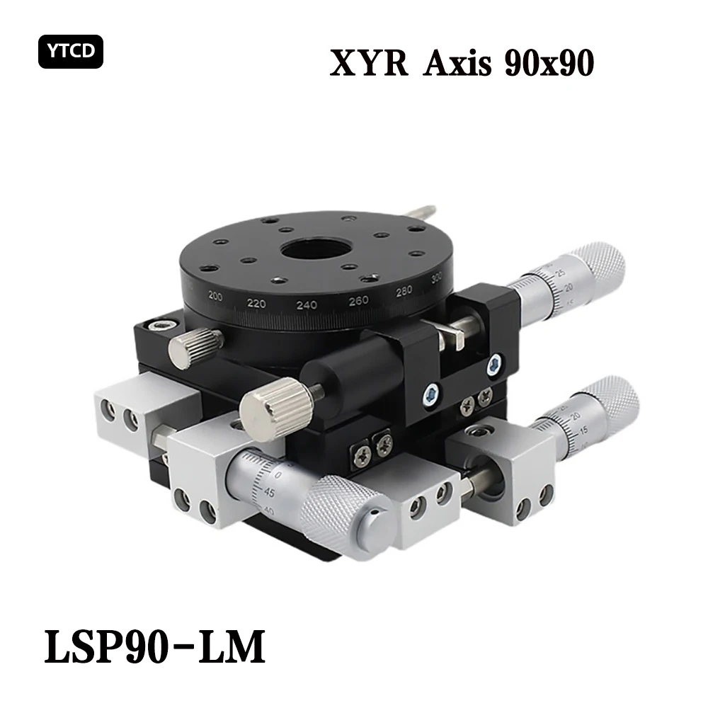 

XYR Axis 90mm Micrometer Manual Trimming Platform Translation Table and Rotary Table Cross Rail LSP90-LM High precision