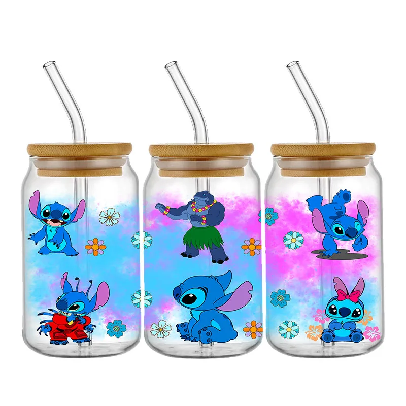 Disney's Cute Stitch and Friends High-quality And Exquisite 16OZ UV DTF Cup Wrap Cartoon DIY Transfer Stickers