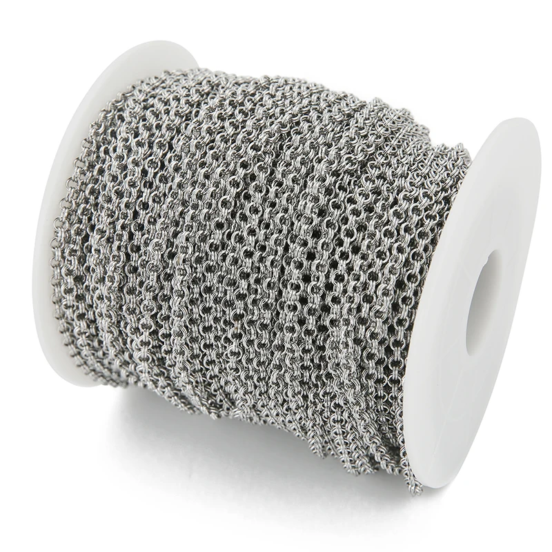 1Meter 4mm Stainless Steel Double Rings Link Chain Small Circle Loop Chain for DIY Necklace Bracelets Bag Chain Jewelry Findings