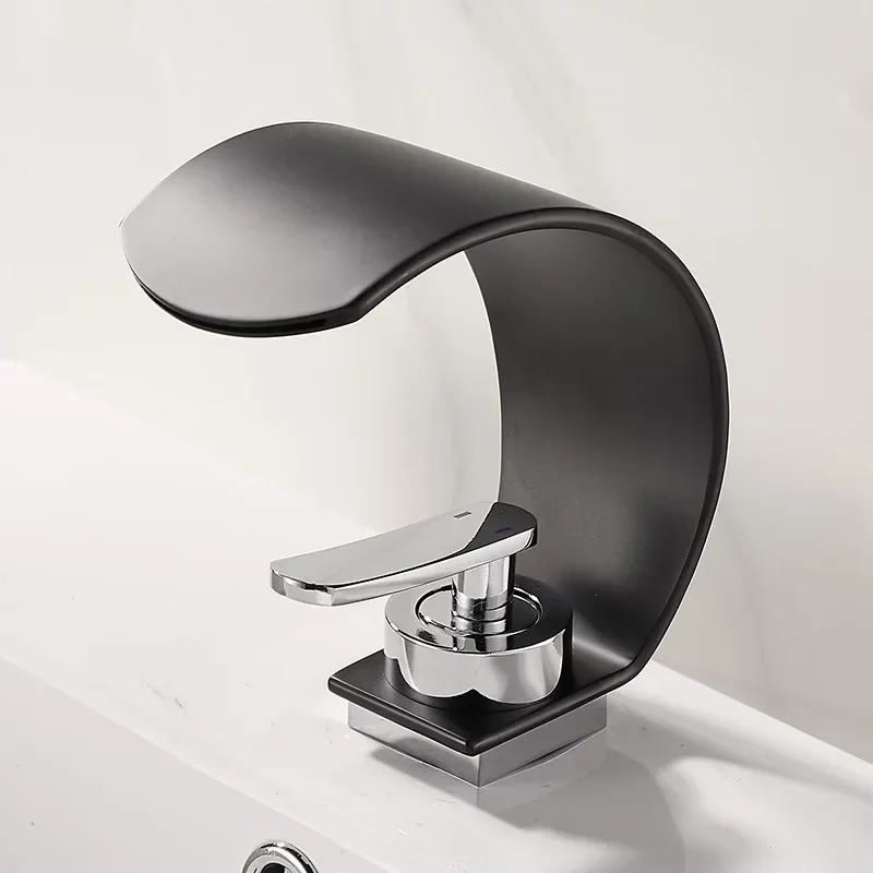 Waterfall Washbasin Faucets Mixer Tap Sink Hot&cold Water Hydrant Iron To Sink A Bathtub Bathroom Sink tap tap Black White