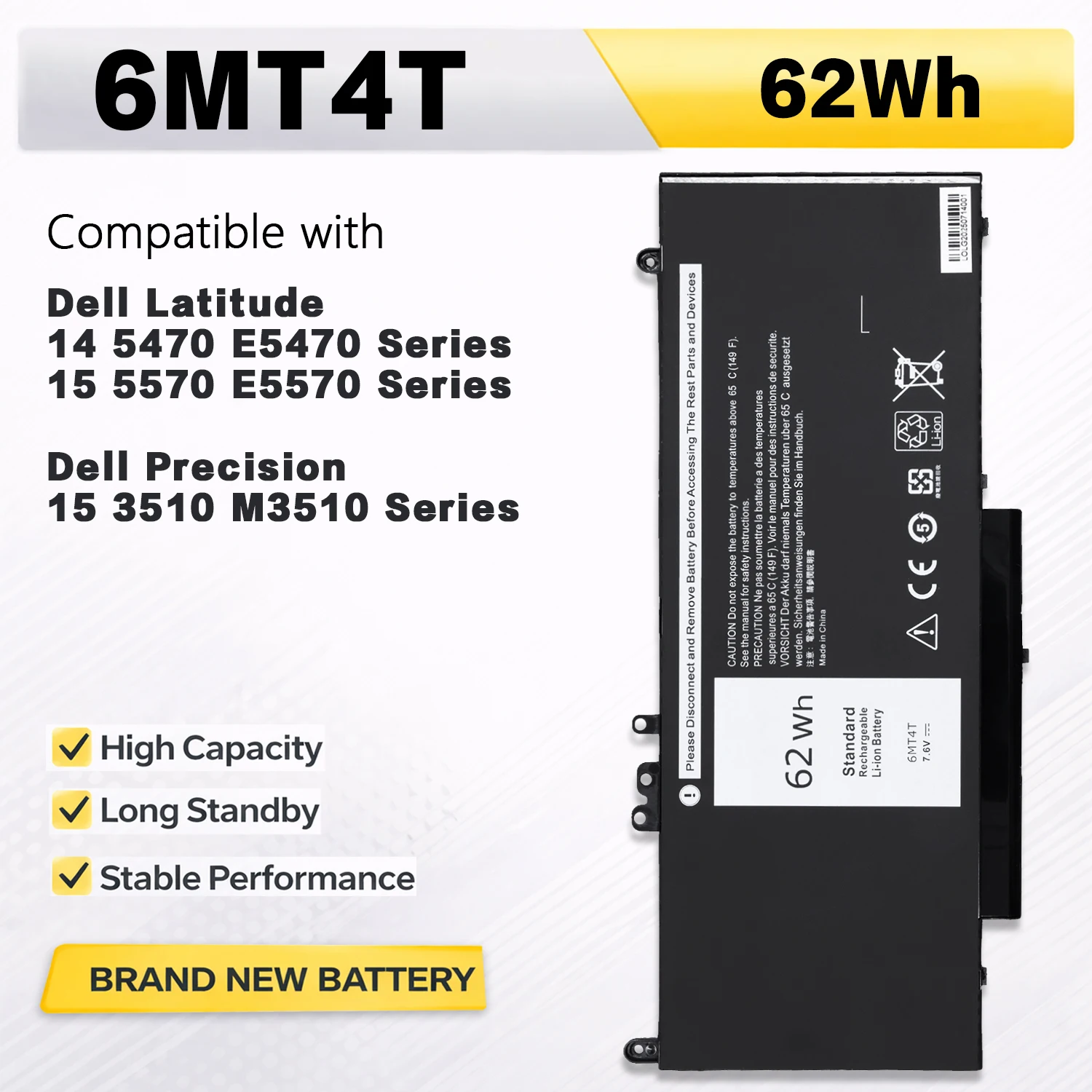 Batería PowerHub 6MT4T E5470 E5570 para Dell Latitude 14 5470 15 5570 Precision 15 3510 M3510 Series 7V69Y TXF9M 79VRK HK6DV