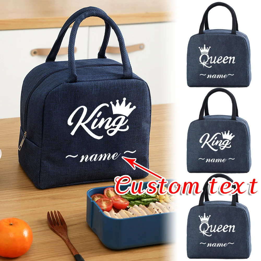 

Personalized Customization Name Student Blue Lunch Bag Handbag Office Bento Bag Picnic Food Bag Fashionable Pattern