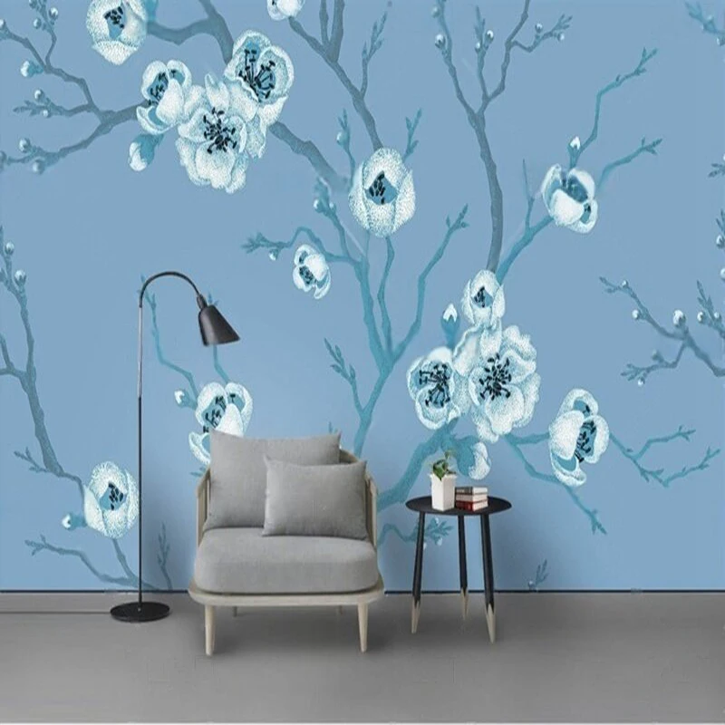 

MU9111 Цветы сливы зимние цветы сливы дотошная кисть живопись вышивка дотошное украшение дома ТВ диван фон