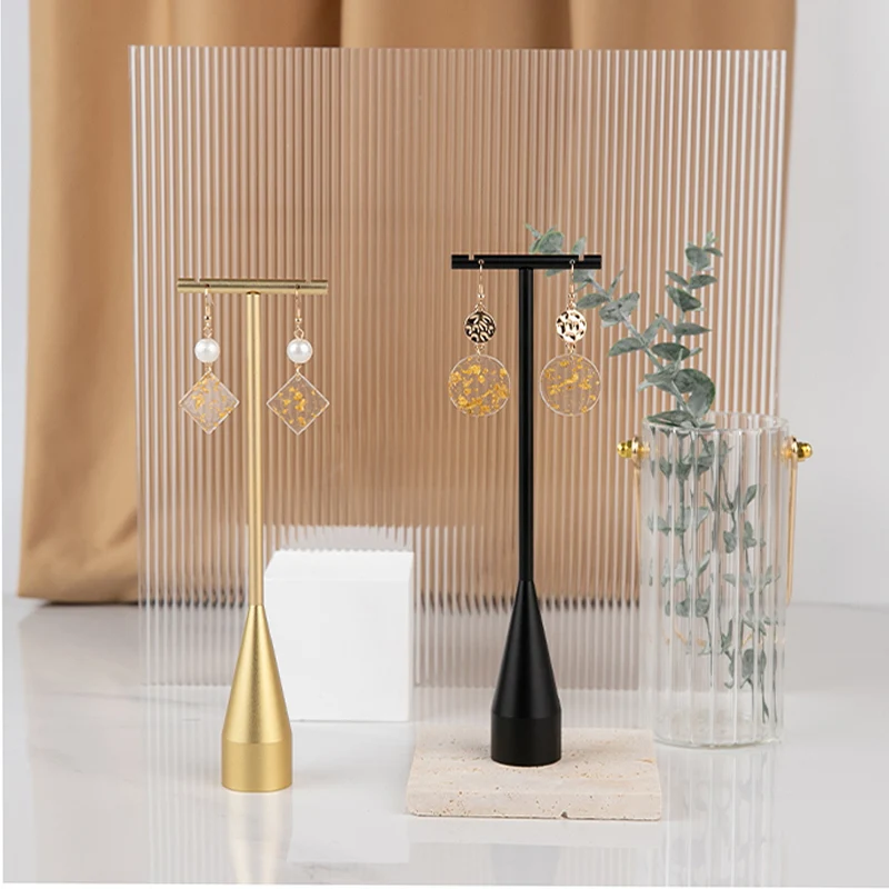 

Simple and exquisite metal T-shaped pole stand earring and pendant jewelry display rack accessory storage and display prop