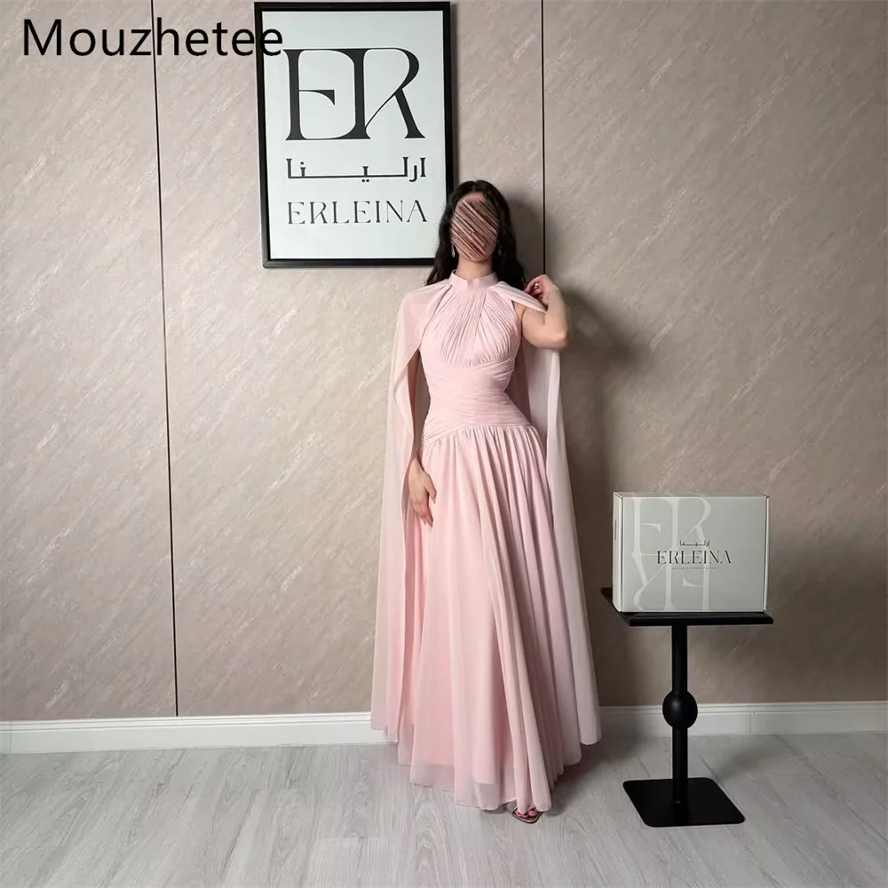 Mouzhetee A-Line O-Neck Pleat Simple Evening Dresses Formal Dresses for Women Elegant Prom Gowns Custom Made 2026