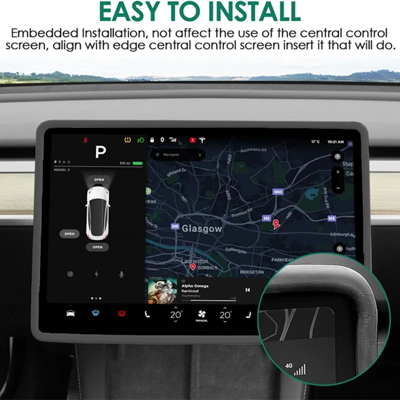 Para Tesla Model 3 / Y Marco Protector de Silicona Borde Cubierta Protector de Pantalla de Navegación de Pantalla Central Accesorios para Auto 4