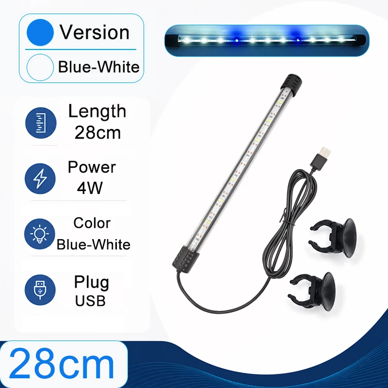 18-58cm USB Vollspektrum Aquarium LED-Lichtleiste Wasserdichte Tauchbare Fischbeckenlampe Unterwasser-Pflanzenwachstumsbeleuchtung – Detail 13