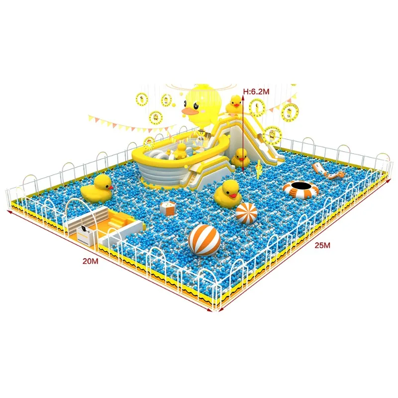 Commercial indoor playground equipment Shopping mall atrium ball pit with inflatable trampoline