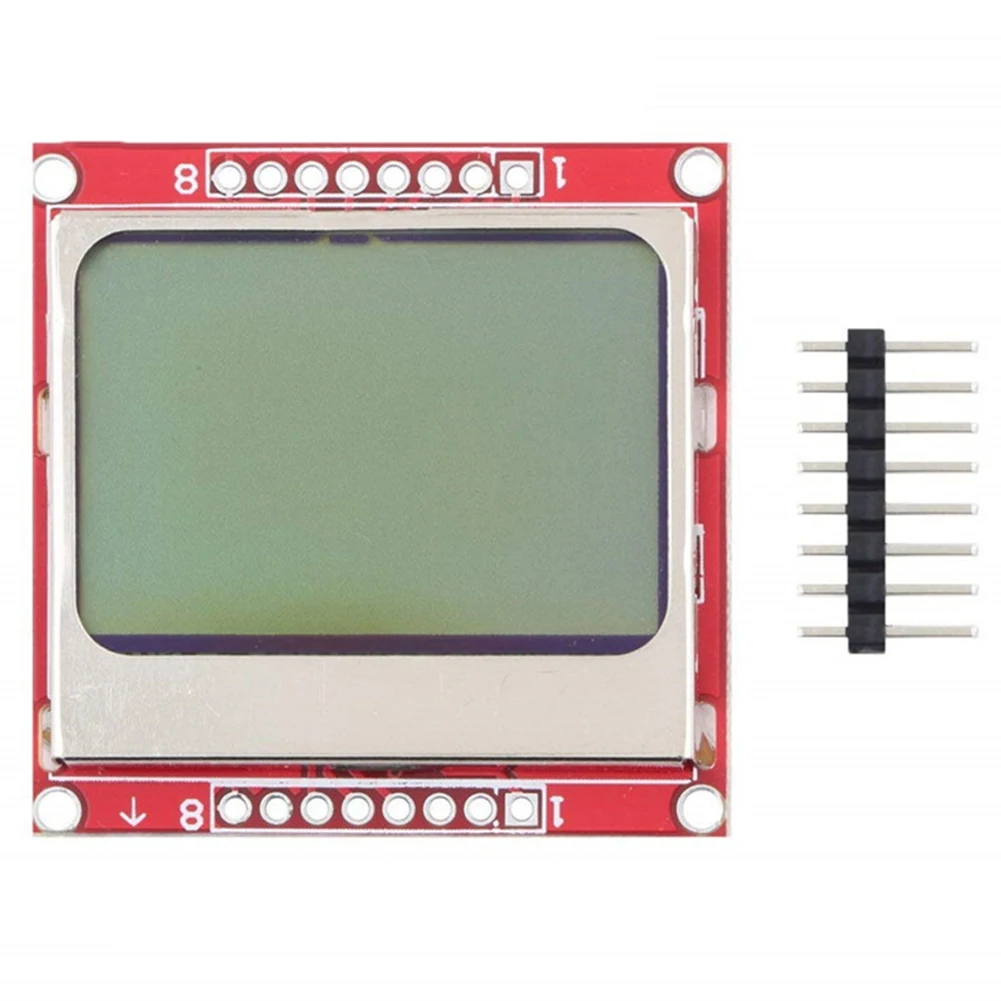 84x48 Pixel LCD Display for Microcontrollers with White Backlight and Low Power Consumption for Efficient Battery Use