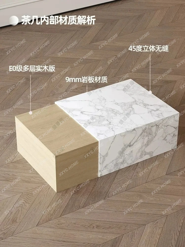 Marble coffee table living room household small apartment modern simple rock slab rectangular small coffee table