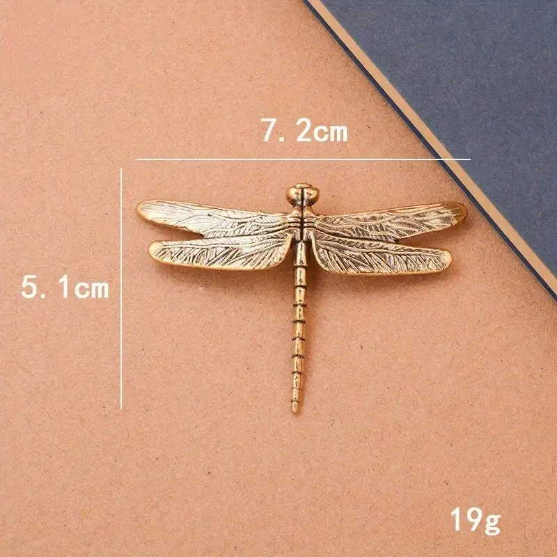 Copper Insect Tea Pet Vintage Dragonfly Figurines Miniatures Desktop Simulation Animal Ornaments Home Decorations