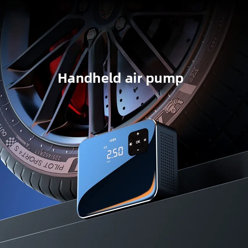Aluminum Alloy Car Air Pump, 7.4V Wireless Tire Inflator, Smart Mirror Display Portable Electric Pump for Auto SUV Motorcycle