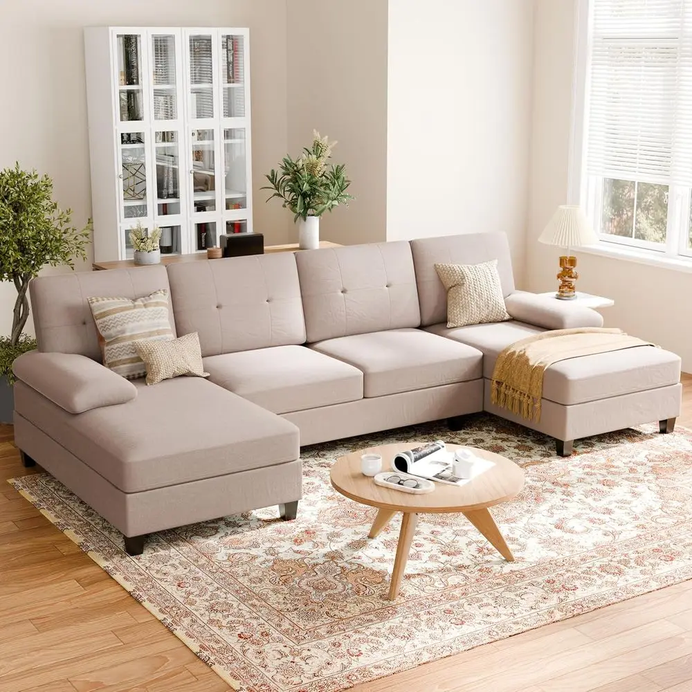 

Секционные диваны для гостиной, 4-местный секционный диван с откидными подлокотниками и мягкими спинками, для небольших помещений