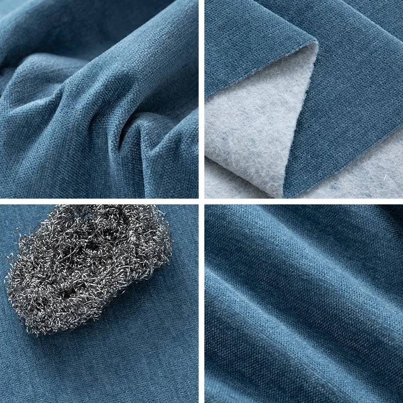 Thickened Chenille Textured Upholstery Fabric Velvet Fabric for Sofa Pillow Bay Window Mat Sewing Cloth Gray Blue