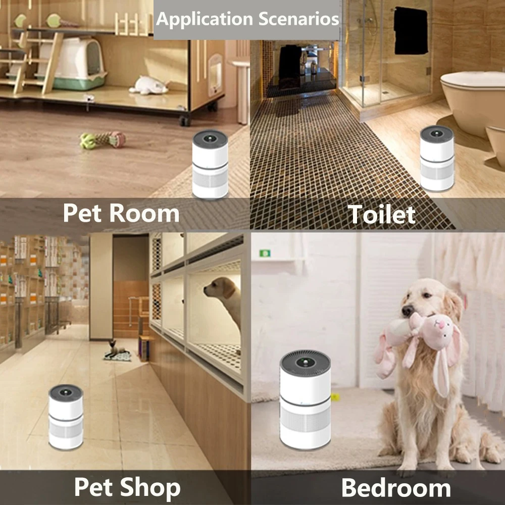 منقي هواء للحساسية وشعر الحيوانات الأليفة ، بدون فلتر بديل ، مزيلات رائحة داخلية محمولة ، دخان في غرفة النوم ، PM2.5