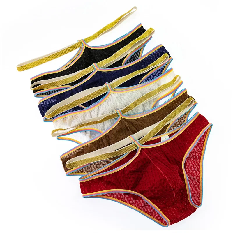 

5PCS New Underwear Men's Briefs Solid Color Low Waist Breathable Translucent Men's Taste Underwear