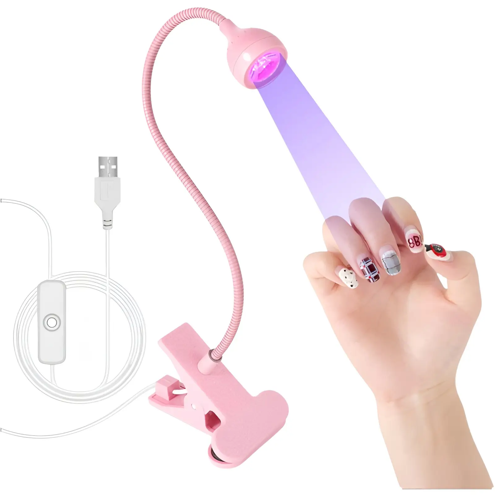 Unhas led lâmpada uv para secagem de unhas gel polonês clip-on mesa flexível mini portátil usb lâmpada do prego uv luz secador para manicure salão de beleza