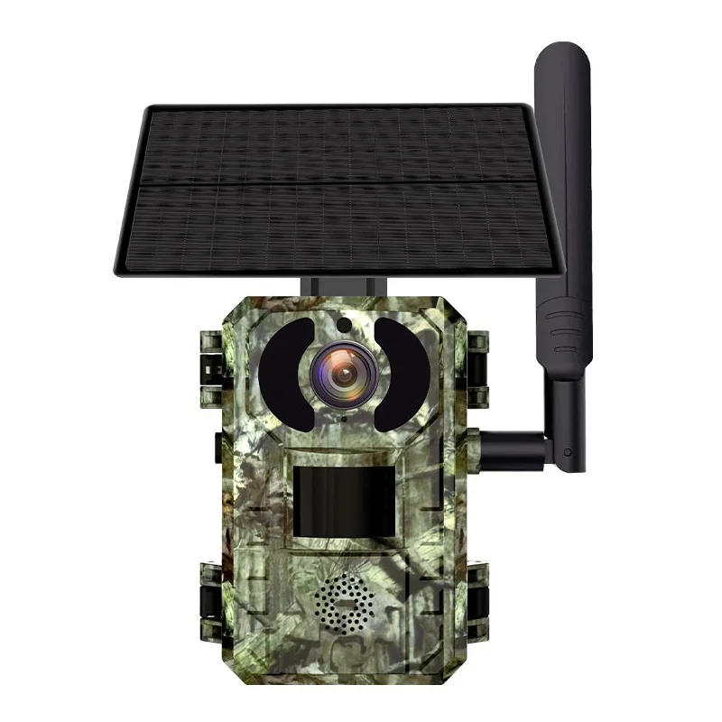 2K 4MP HD Solar Wildlife Trail Camera Night Vision 4G 4W Waterproof White Flash Videos Cloud SD Card Keep Guard Animal Hunting