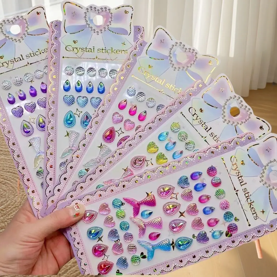 4/5pcs Crystal Performance Diamond Stickers,3D Handcrafted Face Decals for Stage Performance Makeup,Stationery Sticker Decor