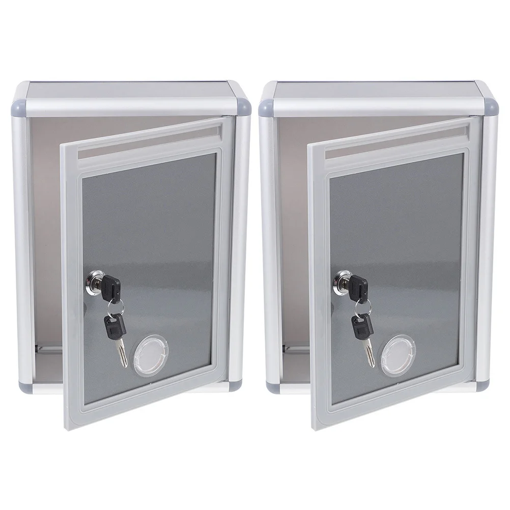 2個の金属製壁掛け提案箱、ロック可能な投票箱、家庭用オフィス用、装飾的で耐久性のある壁掛けボックス