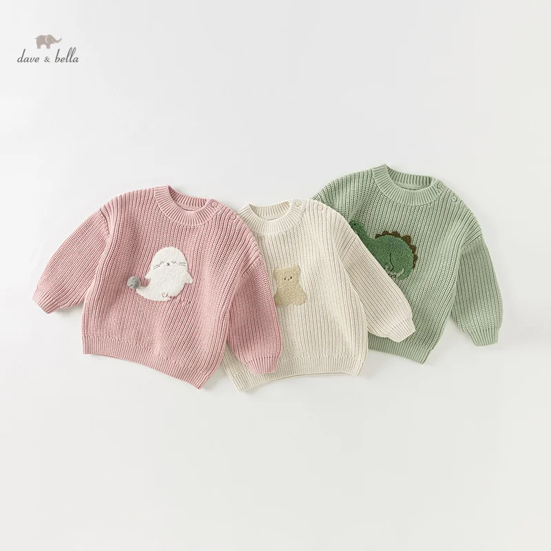 Dave Bella 2023 New Autumn Winter Girls Boys Baby Children Clothes Top Knitted Sweater Pullover Cartoon Fashion Casual DB4238130