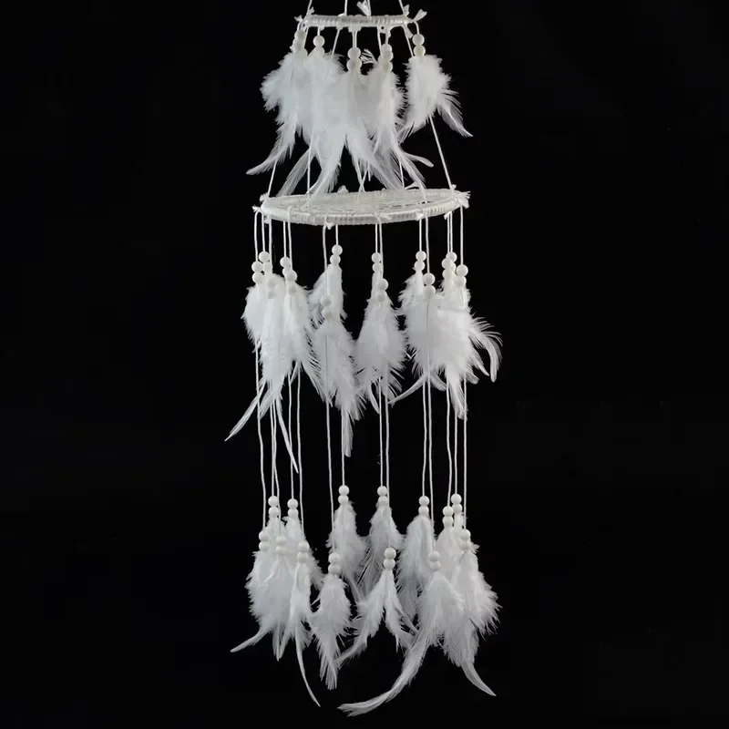 Handmade Dream Catcher Pendant with Resin Beads and Feathers Wall Hanging Decor