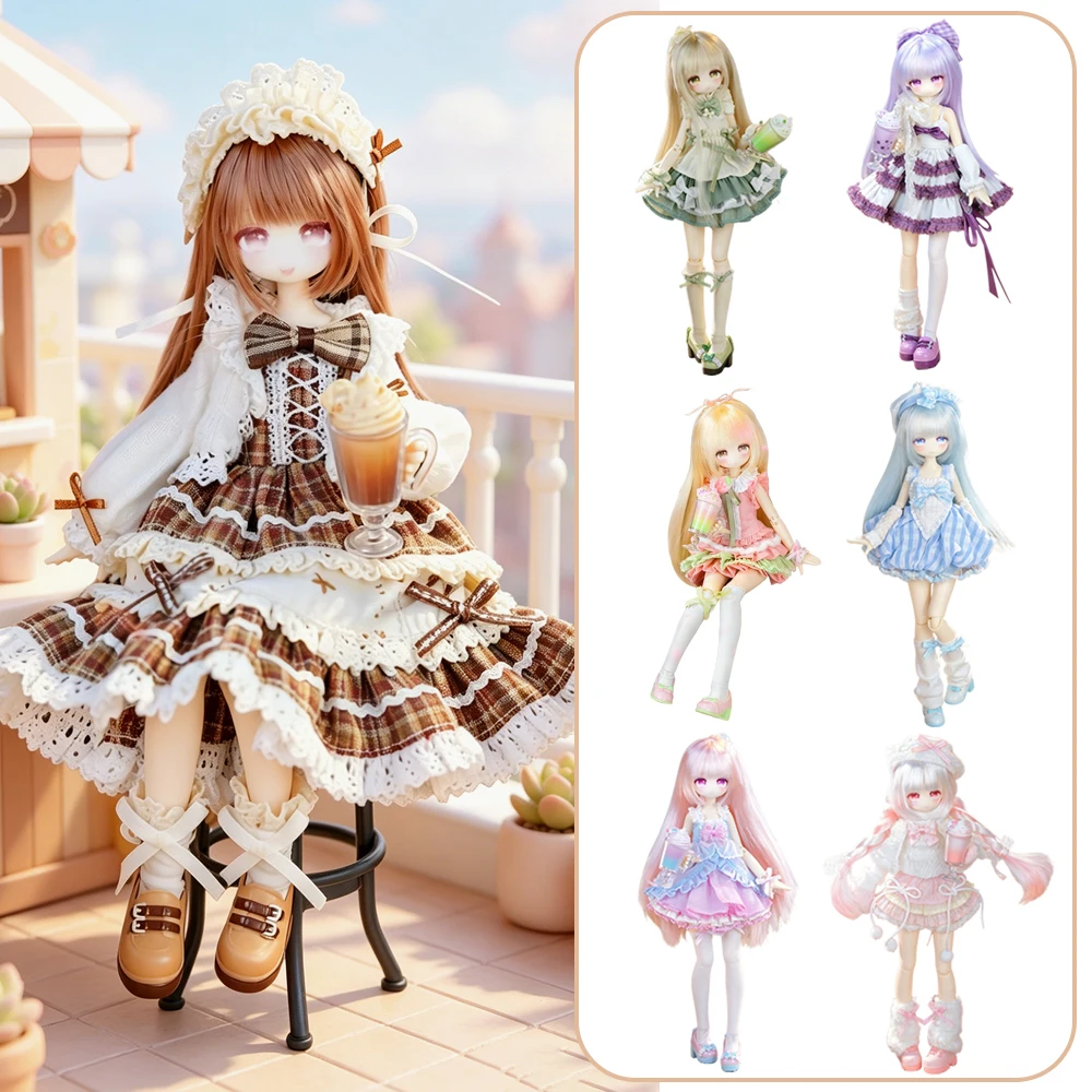 

BJD Blind Box Movable Joint Four Seasons Tea House Rooted Hair 22cm Mini Doll Kawaii Model Anime Figure Collectible Art Toy Gift