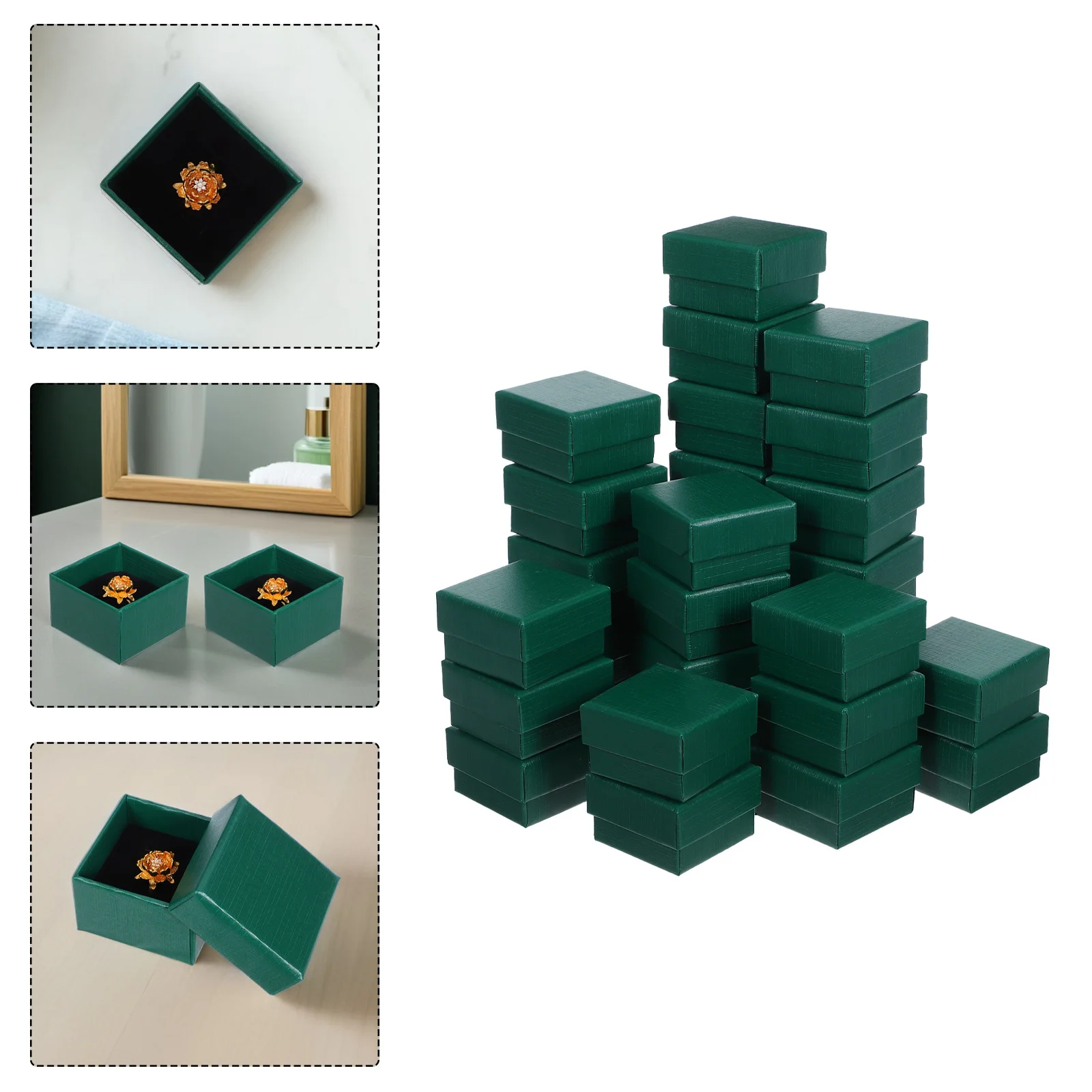 

32Pcs Mini Jewelry Box Small Travel Organizer Green Jewelry Gift Boxes for Necklace Ring Earring Bracelet Jewlery Organizer