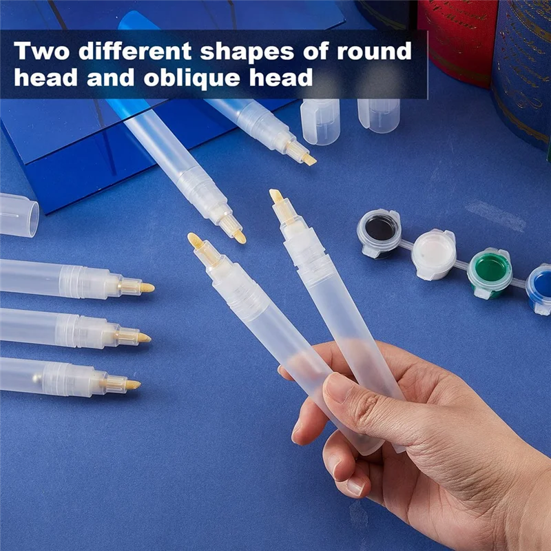 Spidol cat kosong isi ulang 6 kosong pena cat isi ulang spidol grafiti ujung halus spidol akrilik untuk lukisan minyak