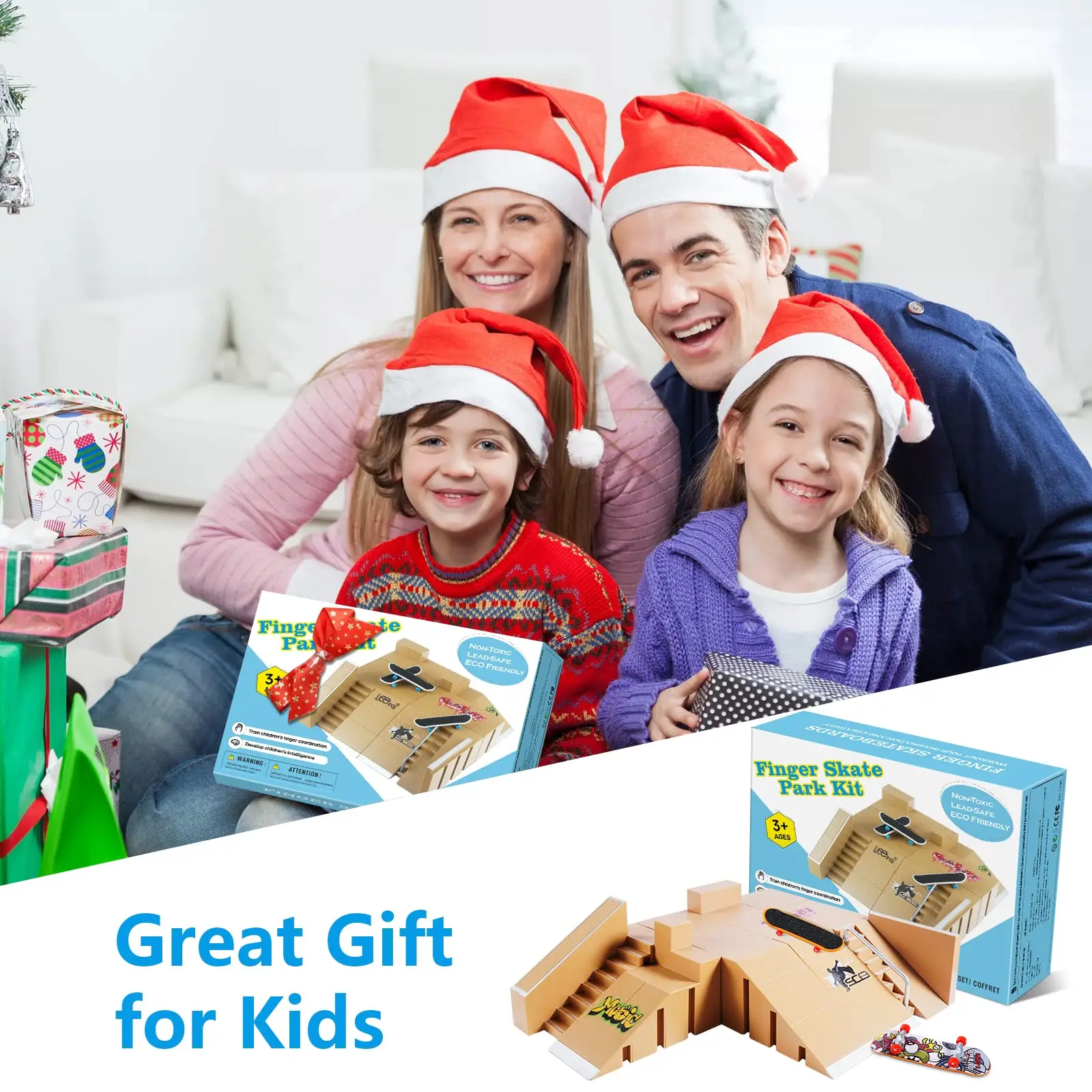 Fingerboard Skate Park Kit,Skateboard Finger Toys with 3 Finger Skateboards & 8 Skatepark Deck Ramp for Boys or Girls Gift